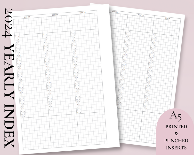 2024 & UNDATED VERSION | PRINTED | YEARLY INDEX INSERTS |  ROSEY PLANNER