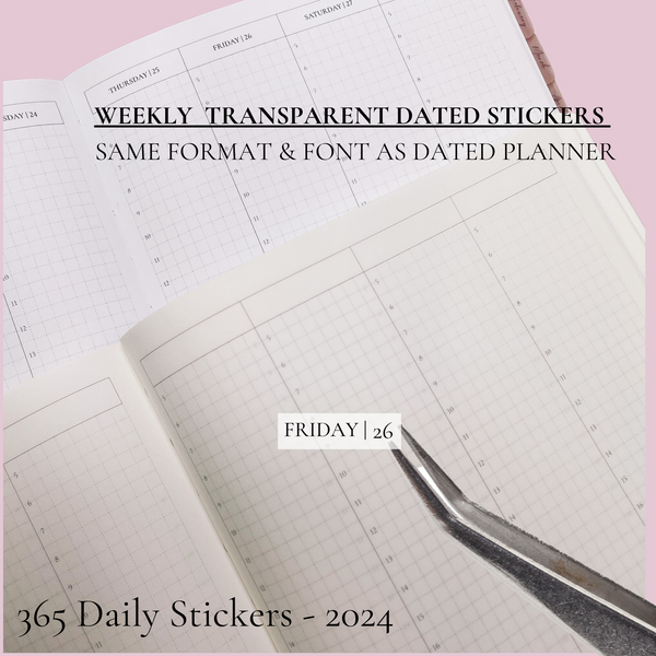 TRANSPARENT DAILY STICKERS| WEEKLY SECTION | ROSEY PLANNER | PLANNER STICKERS