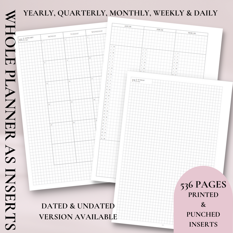 2025 & UNDATED VERSION | PRINTED | WHOLE PLANNER AS INSERTS |  ROSEY PLANNER