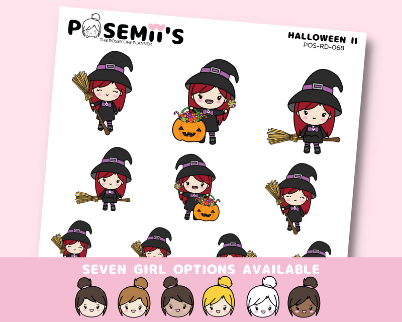 Halloween 2 EMOTI GIRLS  | POSEMII CHARACTER STICKERS | 7 OPTIONS