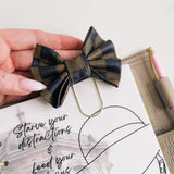 BOW PLANNER CLIPS | CHECKERED BROWN, GREY & PINK