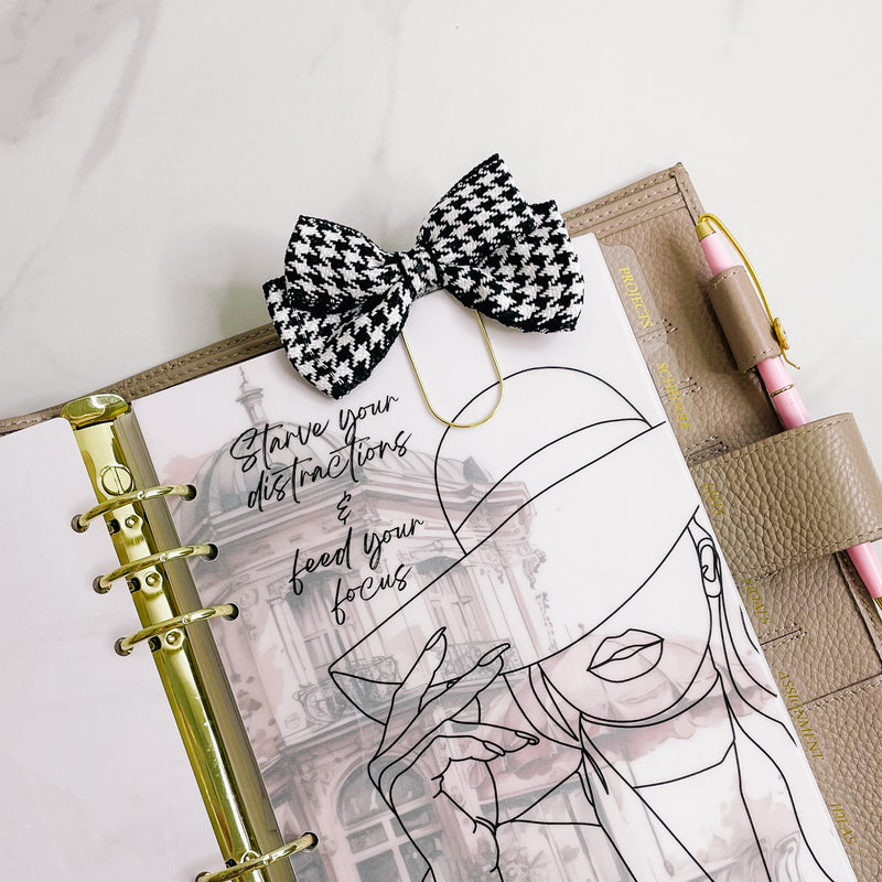 BOW PLANNER CLIP | Checkered theme