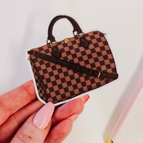 DIE CUT STICKER - CHECKERED HANDBAG - FASHIONISTA COLLECTION