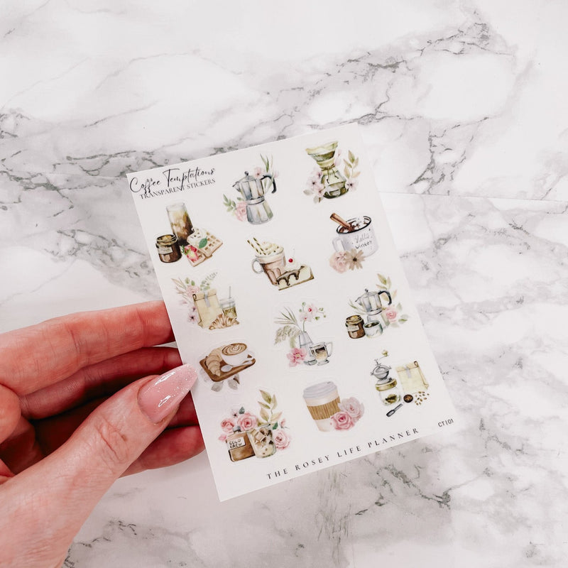 COFFEE TEMPTATIONS | DECO STICKERS | Clear Matte