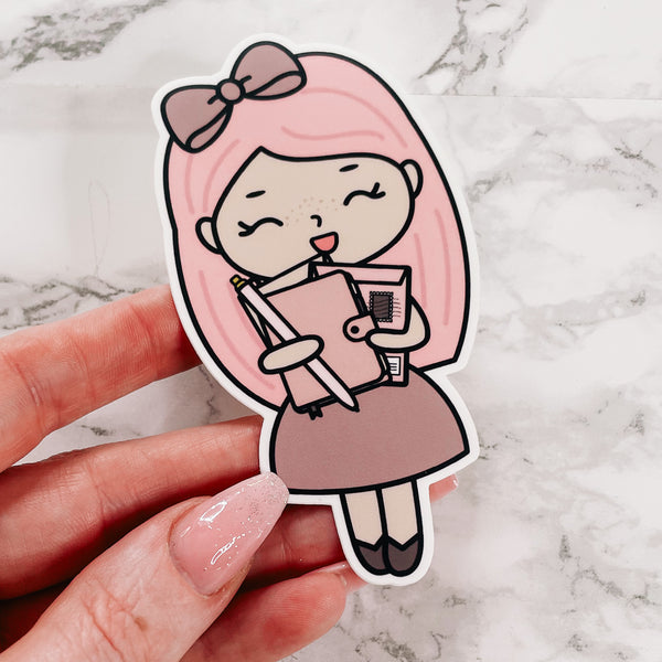 Rosey Posey | DIE CUT STICKER | Pink - Matte Finish - Planner Girl