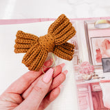 BOW PLANNER CLIP | WOOL KNITTED | BEIGE & BROWN