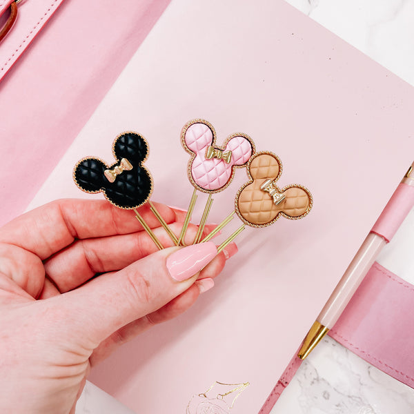 MOUSE EARS WITH BOW PLANNER CLIPS | 3 Colors