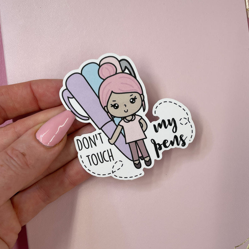 ROSEY POSEY - DON'T TOUCH MY PENS | DIE CUT STICKER | VINLY GLOSS