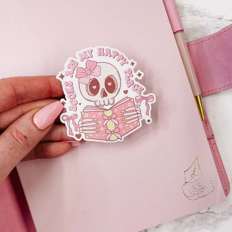 BOOK LOVER - HAPPY PLACE | DIE CUT STICKER | VINLY MATTE