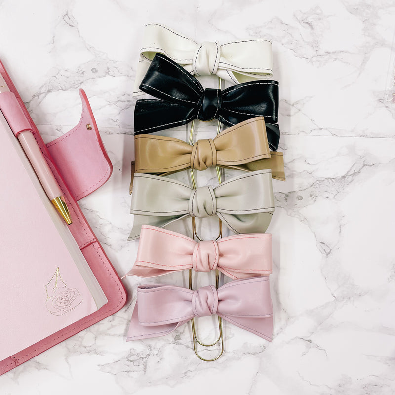 BOW PLANNER CLIP | 6 COLORS | FAUX LEATHER