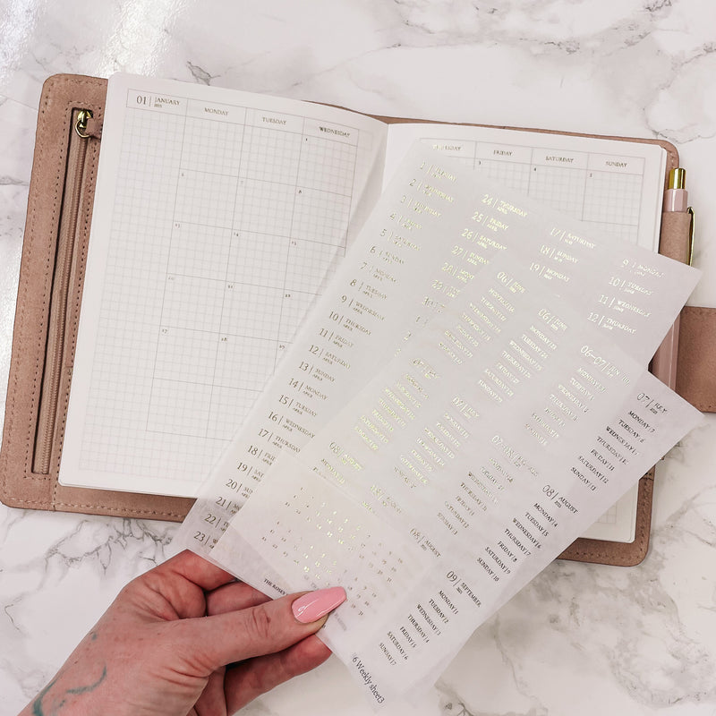 2025 DATE STICKER FOR ALL ROSEY PLANNERS | GOLD OR BLACK