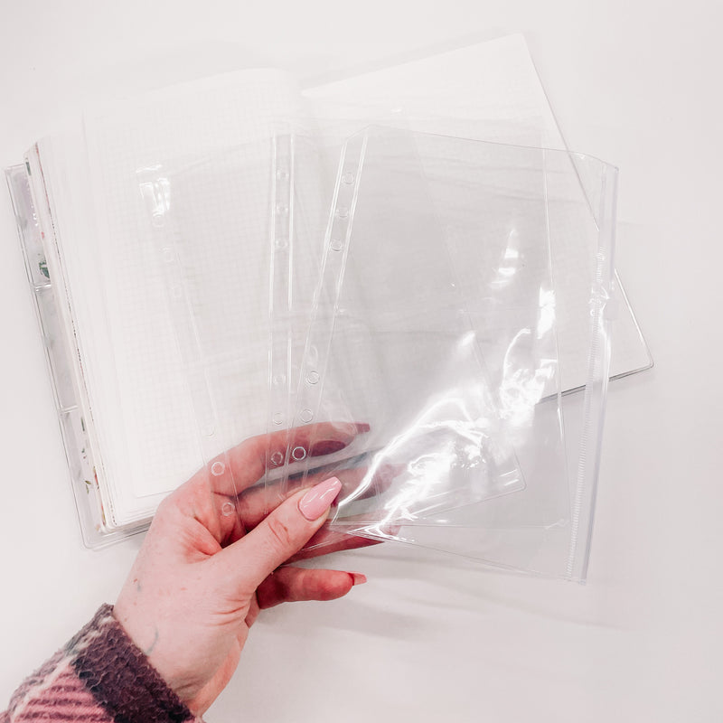 A5 Clear Card & Zipper Pouch- Pockets