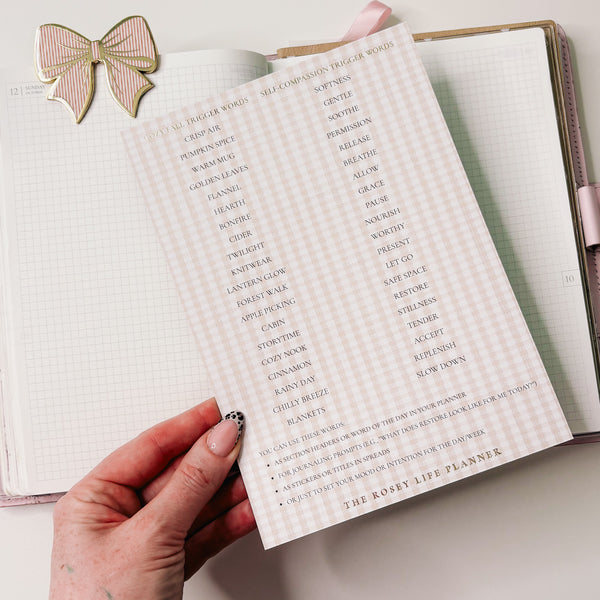 PLANNER JOURNAL CARD A5 - TRIGGER WORDS  | OCT 2025 COLLECTION