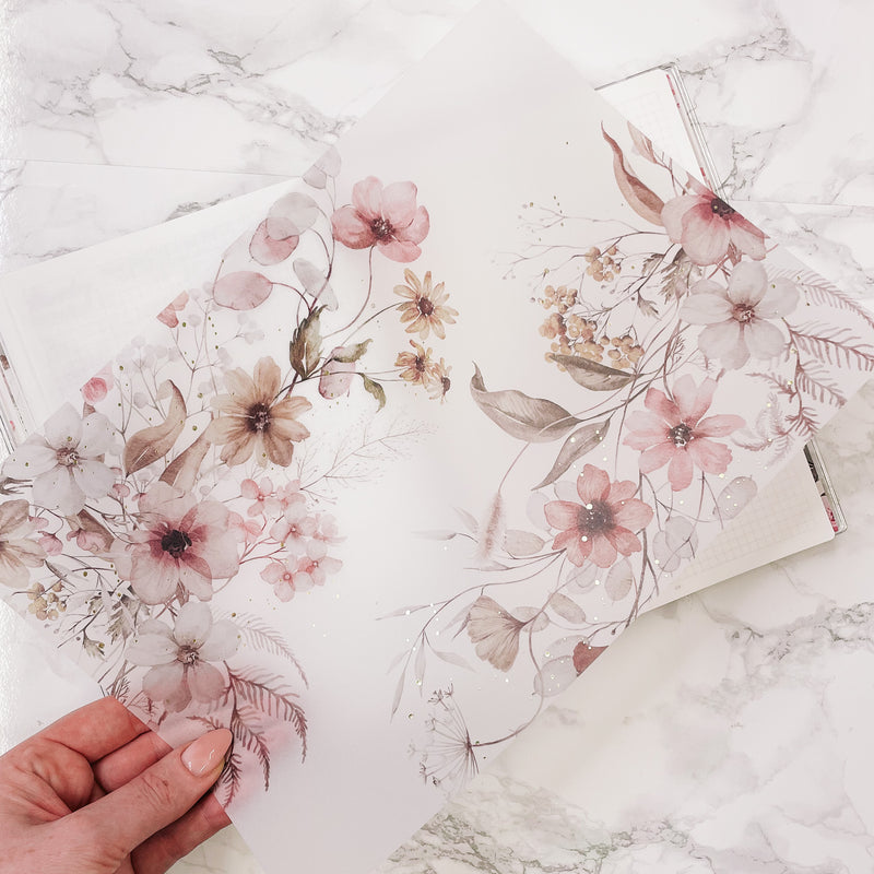 A4 DECO SHEET | VELLUM FLORALS - Gold Foil | NOV24