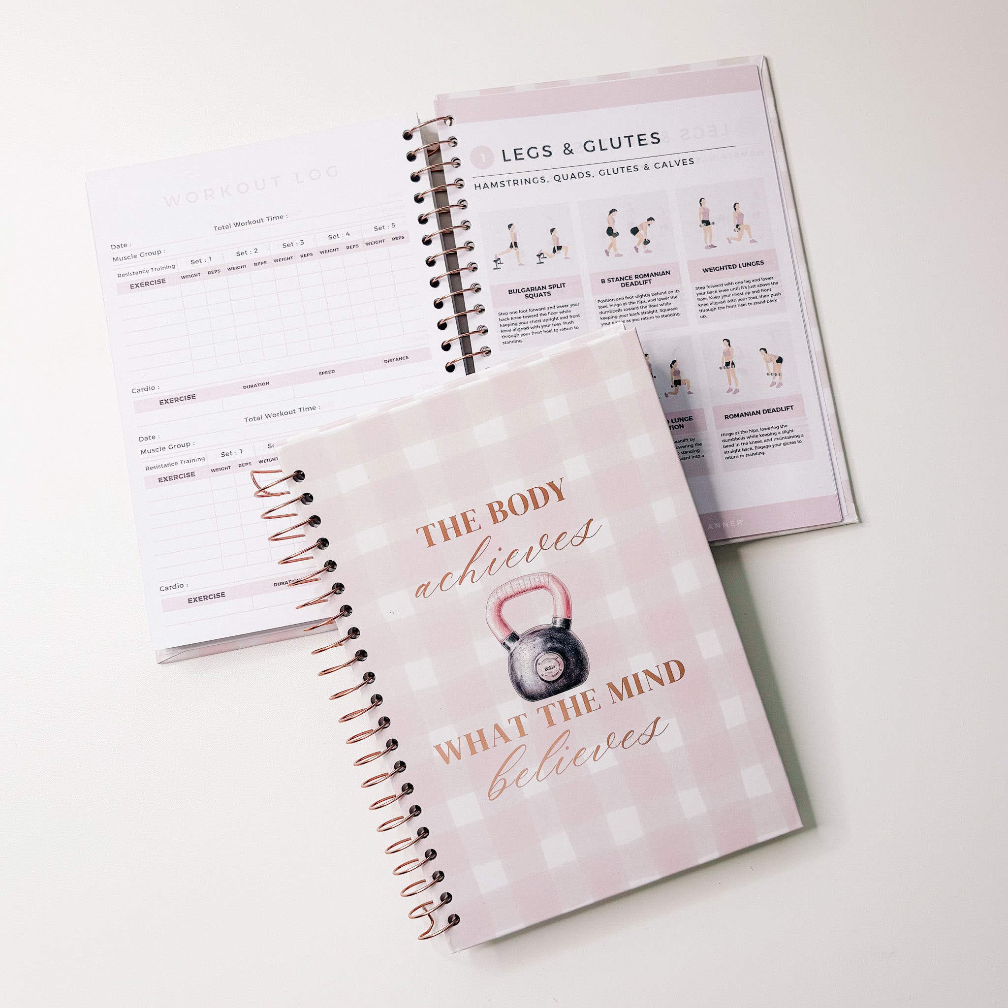 EXERCISE / WORKOUT NOTEBOOK | SPIRAL BOUND | ROSEGOLD – theroseylifeplanner