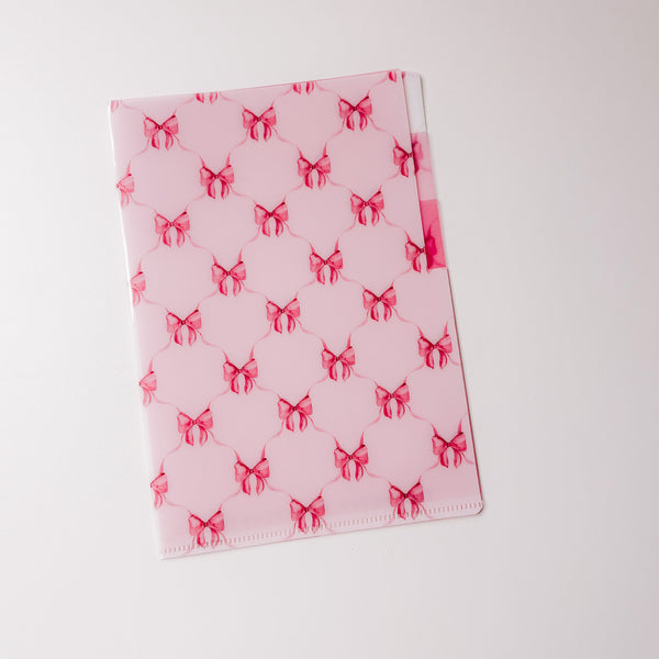 PVC FOLDER A5| PINK BOWS | STICKER STORAGE WITH DIVIDERS
