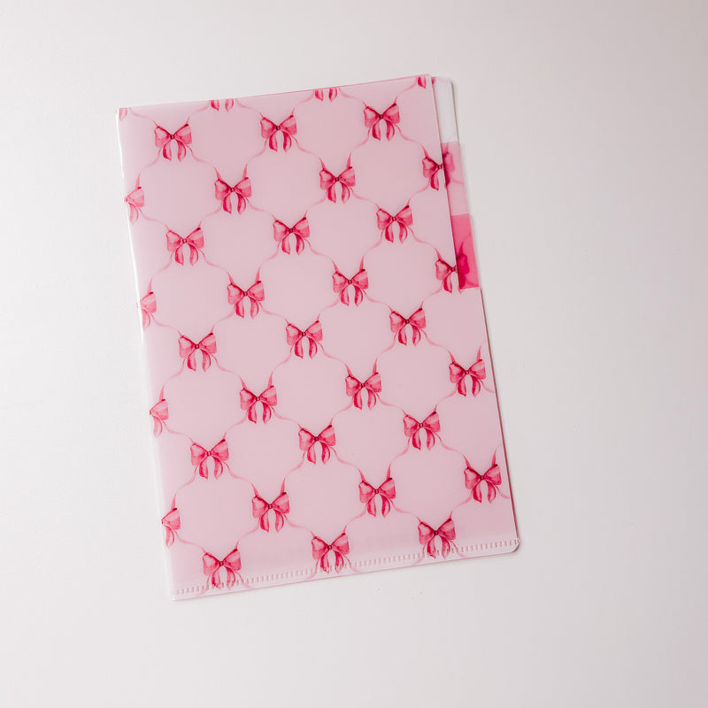 PVC FOLDER A5| PINK BOWS | STICKER STORAGE WITH DIVIDERS