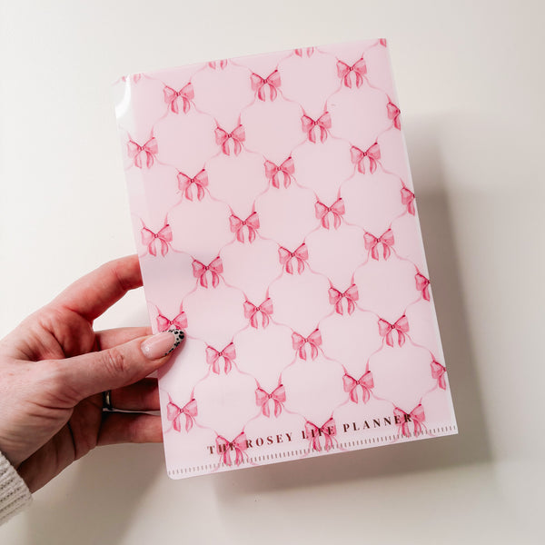 PVC FOLDER A5| PINK BOWS | STICKER STORAGE WITH DIVIDERS