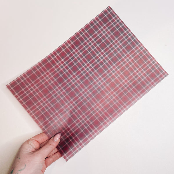 A4 DECO SHEET | VELLUM RED/GREEN PLAID| DEC24