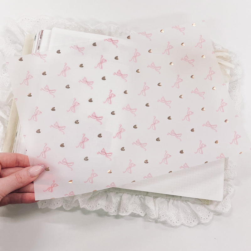 A4 DECO SHEET -BOWS | VELLUM - Rose Gold Foil | SHABBY CHIC COLLECTION