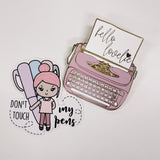 Hello Lovelie Type Writer Journal Clip - Pink & Gold - 7CM