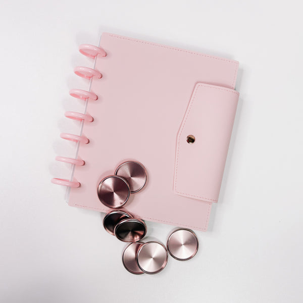 PINK STICKER STORAGE BOOK | OPTIONAL ROSE GOLD DISCS