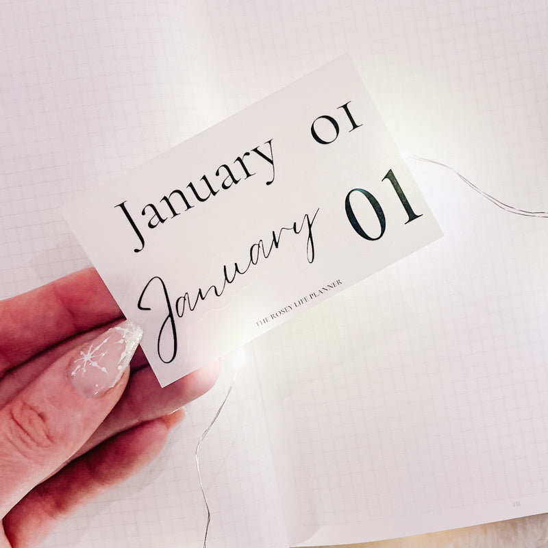 JAN25 | DECO STICKERS | MINI SHEET MONTHLY SCRIPT CLEAR MATTE