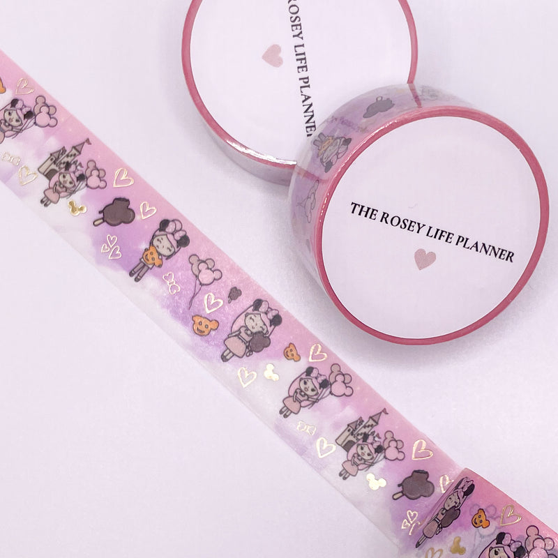 Washi Tape | With gold foil | Mouse Ears Girl | 10 m - 2.5 cm | Rosey Posey