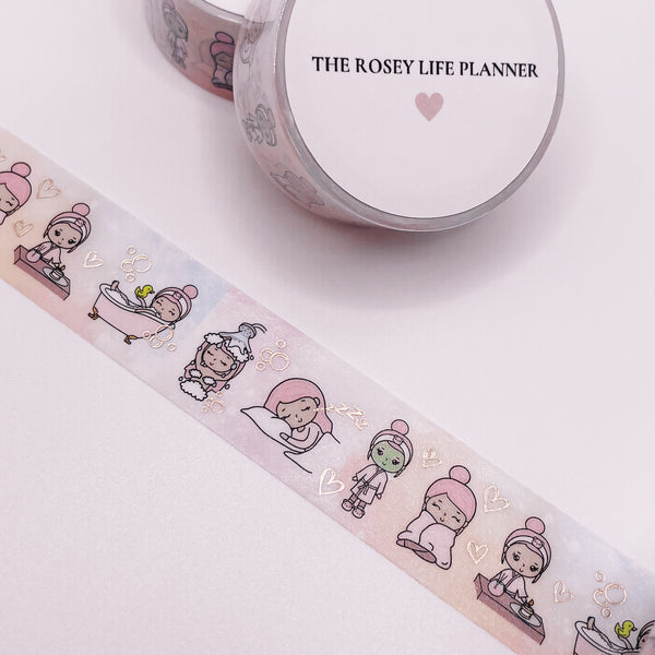 Washi Tape | With gold foil | Selfcare Girl | 10 m - 2.5 cm | Rosey Posey