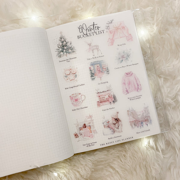 PLANNER DASHBOARD | BUCKET LIST VELLUM | PINK WINTER WONDERLAND COLLECTION