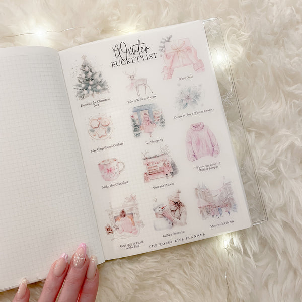 PLANNER DASHBOARD | BUCKET LIST VELLUM | PINK WINTER WONDERLAND COLLECTION