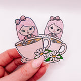 Rosey Posey - TEA | DIE CUT STICKER | Pink - Matte OR Heart Holo