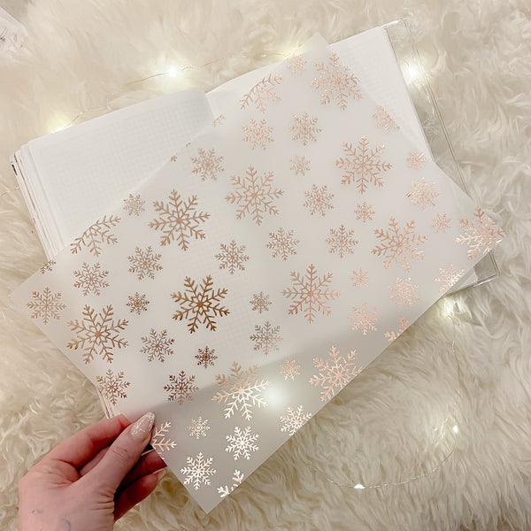 A4 DECO SHEET ( EXTRA ITEM) | VELLUM  - Rose Gold Foil | PINK WINTER