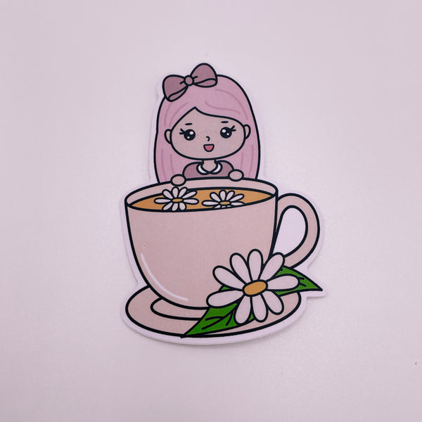 Rosey Posey - TEA | DIE CUT STICKER | Pink - Matte OR Heart Holo