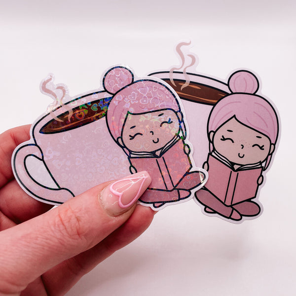 Rosey Posey - COFFEE | DIE CUT STICKER | Pink - Matte OR Heart Holo