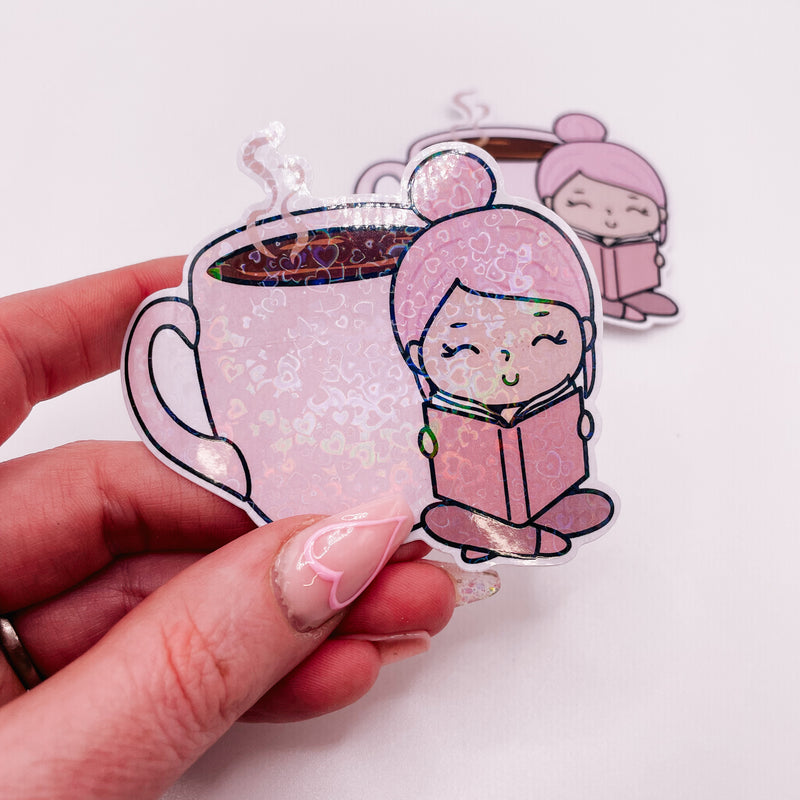 Rosey Posey - COFFEE | DIE CUT STICKER | Pink - Matte OR Heart Holo