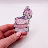 Rosey Posey - WASHI LOVER | DIE CUT STICKER | Pink - Matte OR Heart Holo