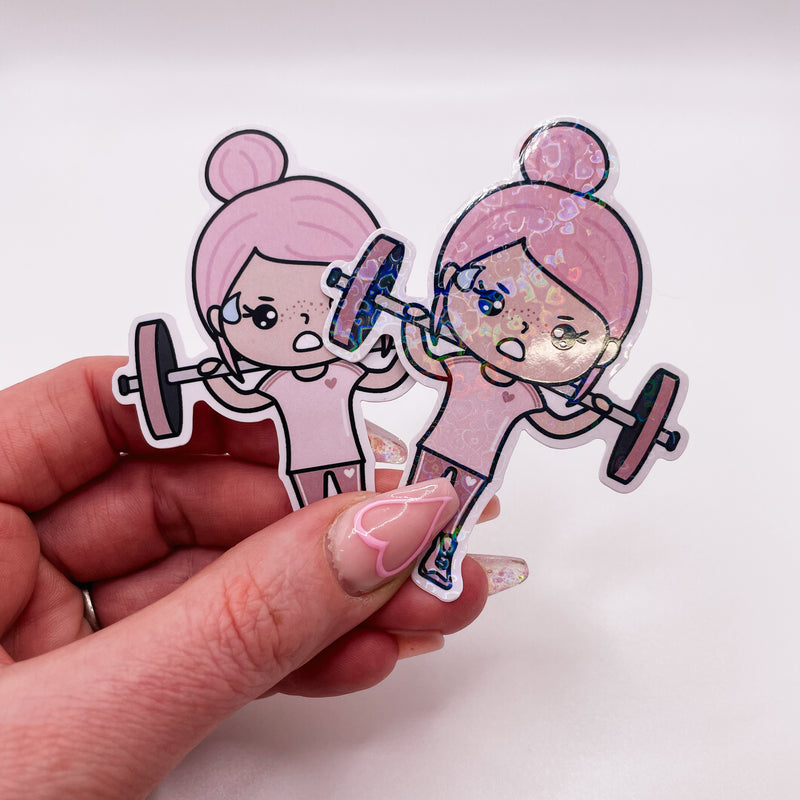 Rosey Posey - SPORTY GIRL | DIE CUT STICKER | Pink - Matte OR Heart Holo