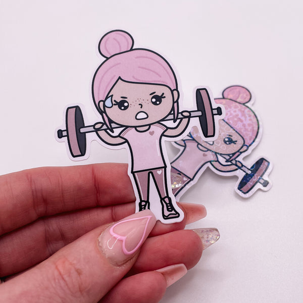 Rosey Posey - SPORTY GIRL | DIE CUT STICKER | Pink - Matte OR Heart Holo