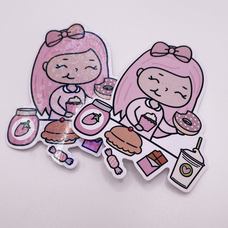 Rosey Posey - YUMMY - TREATS | DIE CUT STICKER | Pink - Matte OR Heart Holo