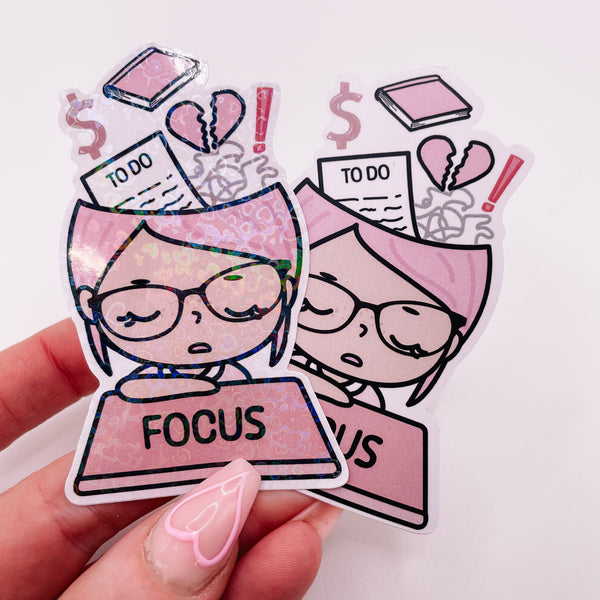 Rosey Posey - FOCUS | DIE CUT STICKER | Pink - Matte OR Heart Holo