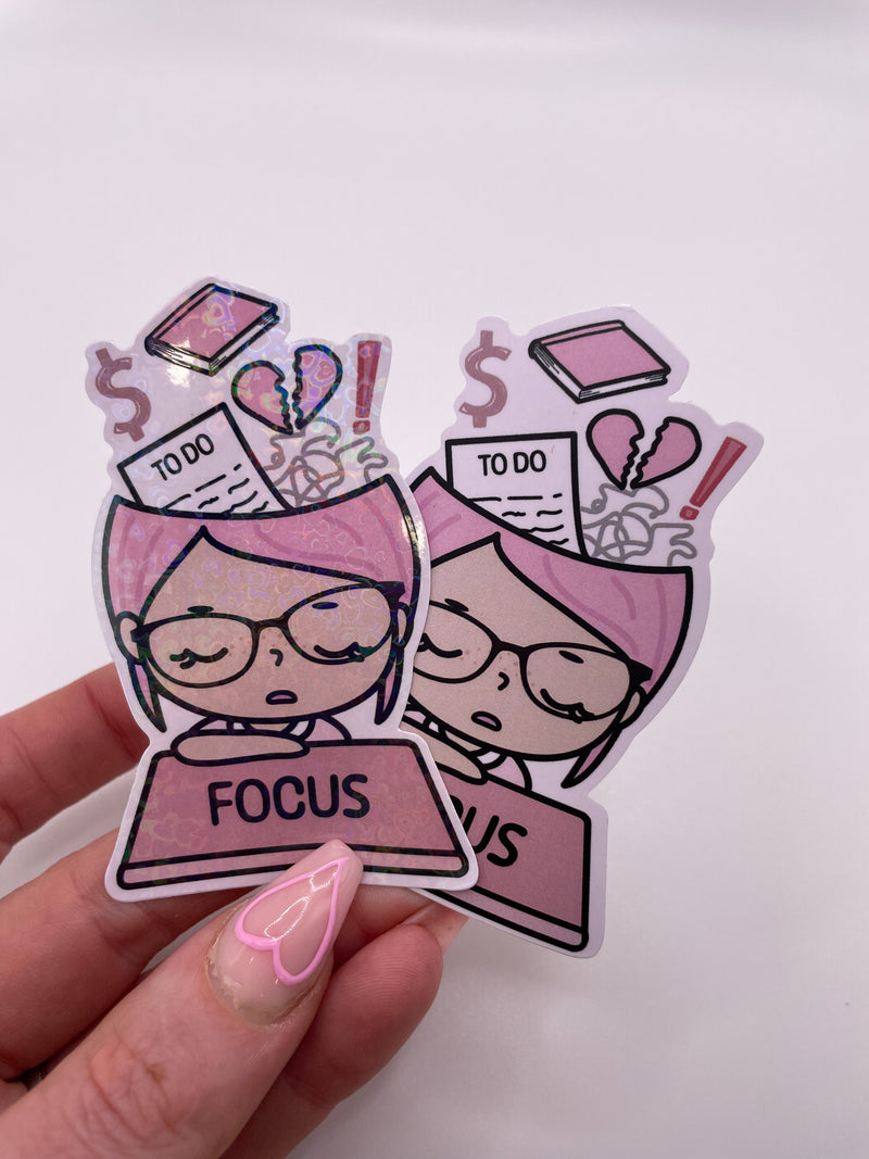 Rosey Posey - FOCUS | DIE CUT STICKER | Pink - Matte OR Heart Holo