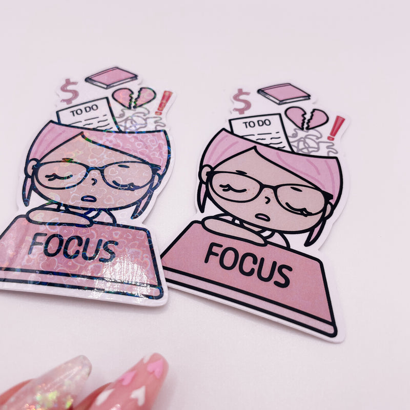 Rosey Posey - FOCUS | DIE CUT STICKER | Pink - Matte OR Heart Holo