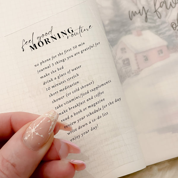 PVC CLEAR | JOURNALING CARD | Morning Routine | Pink Winter Wonderland