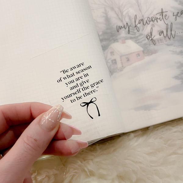 PVC CLEAR | JOURNALING CARD | Quote with bow | Pink Winter Wonderland