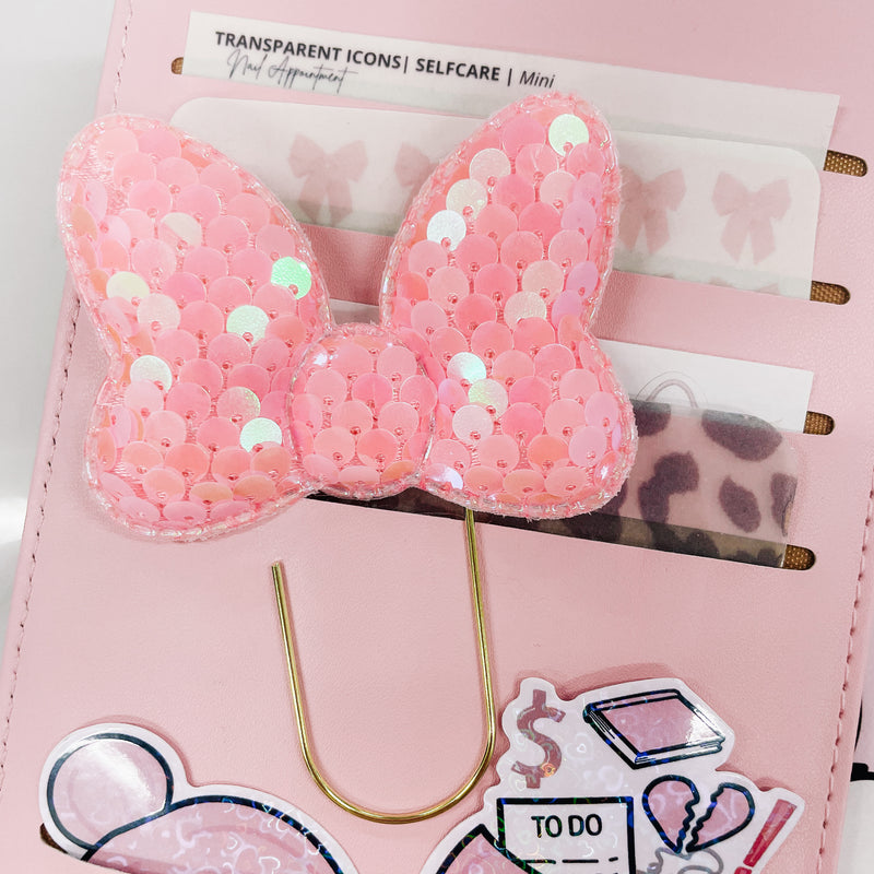 SEQUENCE BOW SHAPE PLANNER CLIP - coral pink