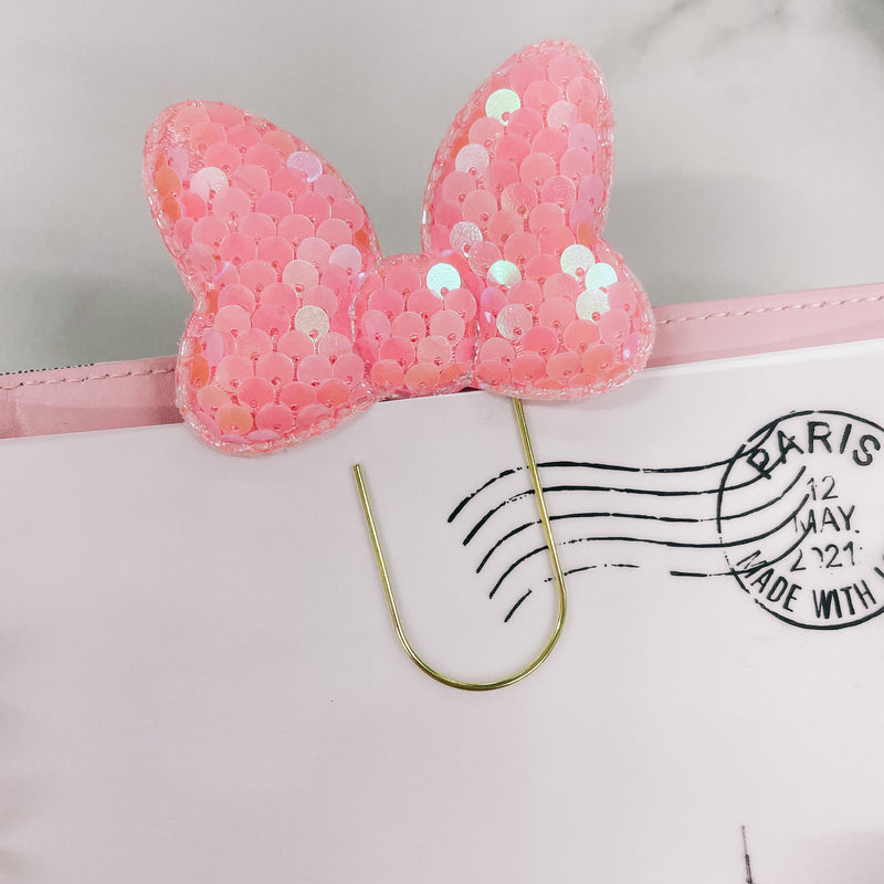 SEQUENCE BOW SHAPE PLANNER CLIP - coral pink