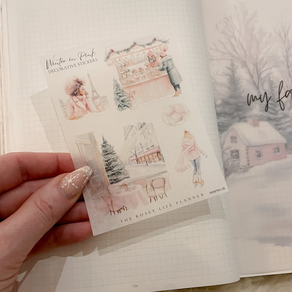 PINK WINTER WONDERLAND COLLECTION | DECO STICKERS | SH 8 | CLEAR MATTE