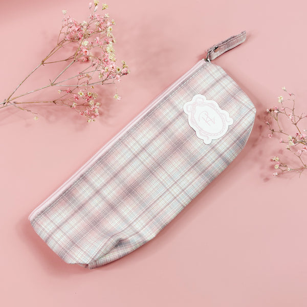 PENCIL CASE | PINK CHECKERED | STATIONERY STORAGE