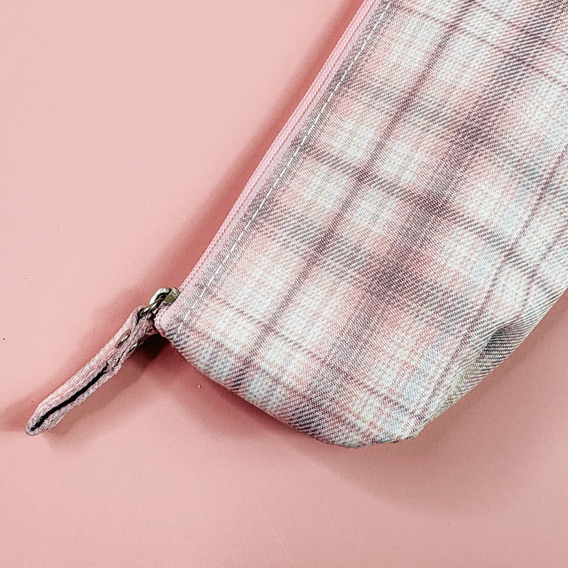 PENCIL CASE | PINK CHECKERED | STATIONERY STORAGE